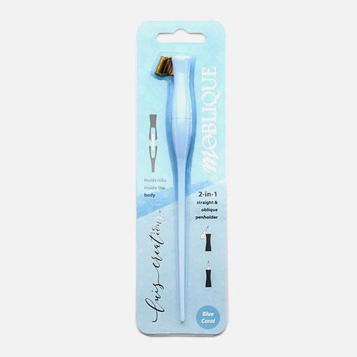 MOBLIQUE 2-In-1 Straight & Oblique Dip Pen Holder Blue Coral