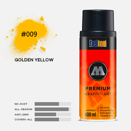 MOLOTOW Premium Spray Paint 400ml 009 Golden Yellow