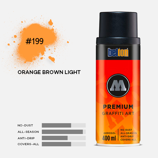 MOLOTOW Premium Spray Paint 400ml 199 Orange Brown Light