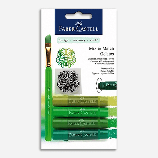 FABER-CASTELL Gelatos Water-Soluble Crayon Green Set x 4