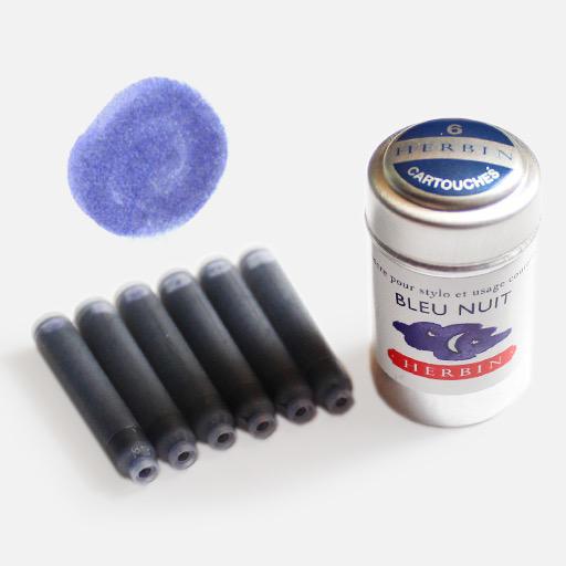 JACQUES HERBIN Fountain Pen Ink Cartridge x 6 Midnight Blue