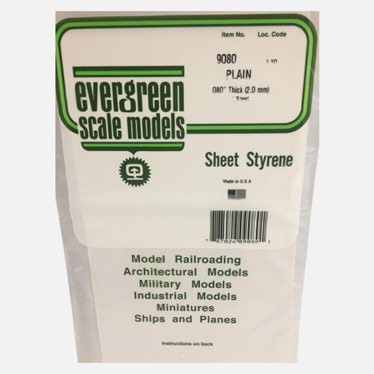 EVERGREEN Styrene Sheet (T)2.00mm x (W)150mm x (L)300mm White