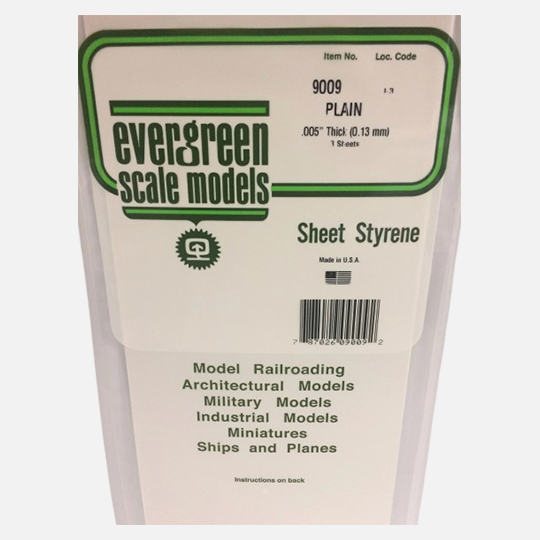 EVERGREEN Styrene Sheet (T)0.13mm x (W)150mm x (L)300mm x 3 White