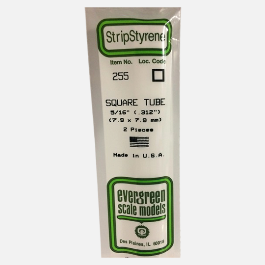 EVERGREEN Styrene Square Tube (T)7.9mm x (W)7.9mm x (L)360mm