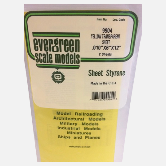 EVERGREEN Styrene Sheet (T)0.25mm x (W)150mm x (L)300mm x 2 Transparent Yellow