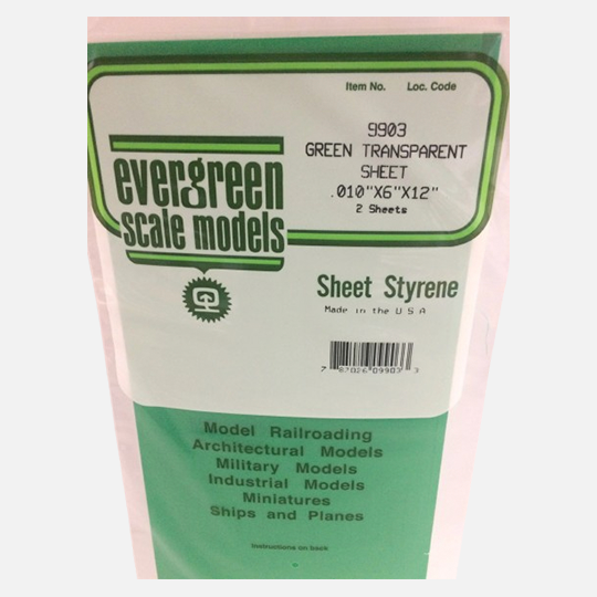 EVERGREEN Styrene Sheet (T)0.25mm x (W)150mm x (L)300mm x 2 Transparent Green