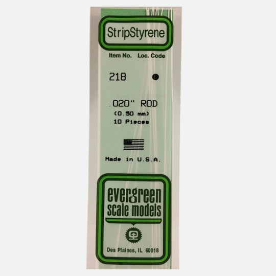 EVERGREEN Styrene Rod (D)0.50mm x (L)360mm x 10