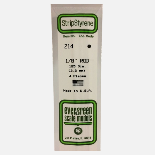 EVERGREEN Styrene Rod (D)3.20mmmm x (L)360mm x 5