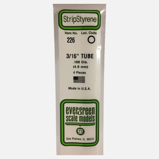 EVERGREEN Styrene Tube (D)4.80mm x (L)360mm x 4