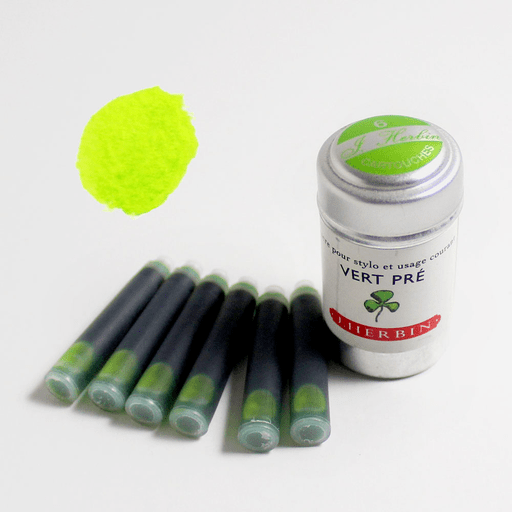 JACQUES HERBIN Fountain Pen Ink Cartridge x 6 Prairie Green ( VERT PRE )