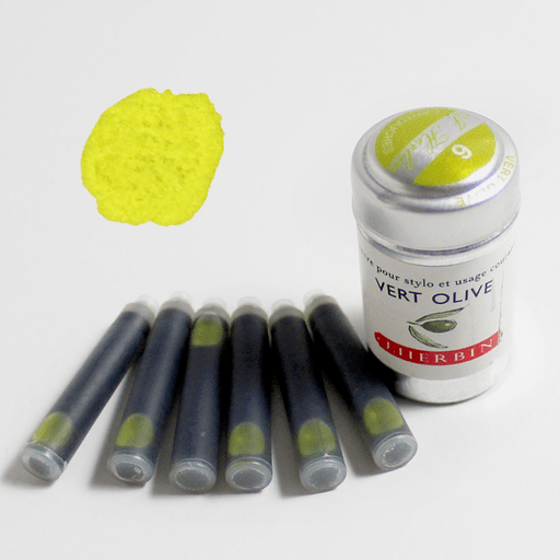 JACQUES HERBIN Fountain Pen Ink Cartridge x 6 Olive Green
