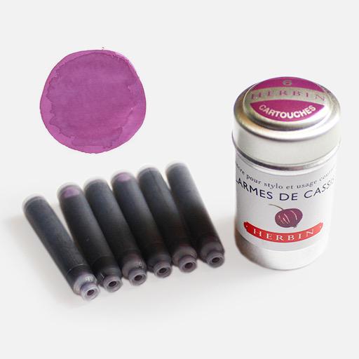 JACQUES HERBIN Fountain Pen Ink Cartridge x 6 Tears Of Blackcurrant ( LARMES DE CASSIS )