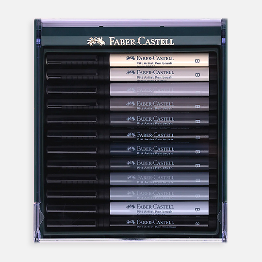 FABER-CASTELL Pitt Brush Pen Grey Tones Set x 12