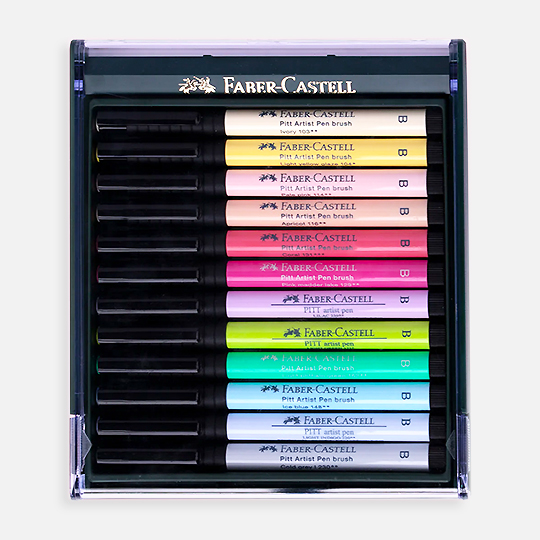 FABER-CASTELL Pitt Brush Pen Pastel Tone Set x 12