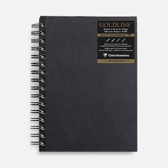 CLAIREFONTAINE Goldline White Sketch Paper Spiral Book 140gsm Portrait A5 x 64