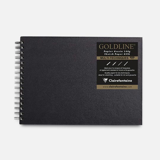 CLAIREFONTAINE Goldline White Sketch Paper Spiral Book 140gsm Landscape A5 x 64