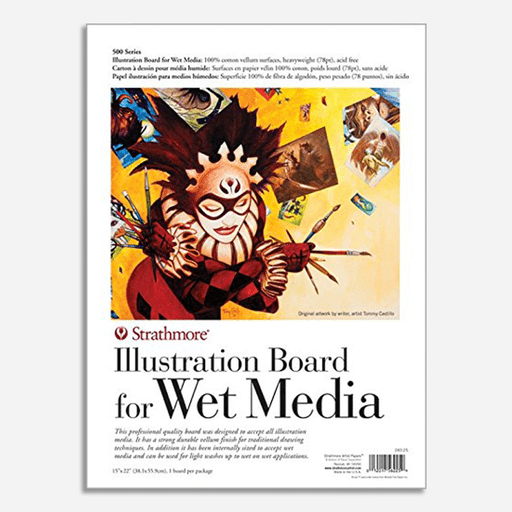 STRATHMORE 500 Series 100% Cotton Illustration Board For Wet Media 78pt 22” x 30”
