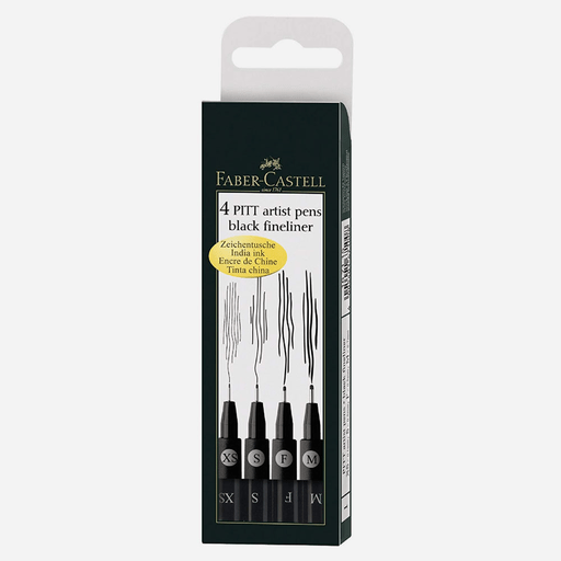 FABER-CASTELL Pitt Artist Pen Black Set x 4