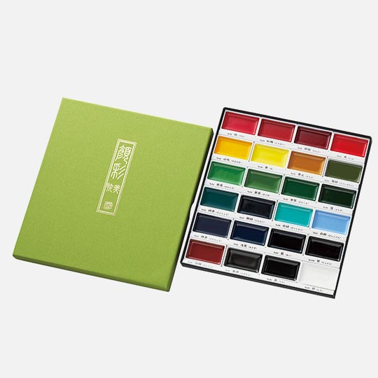 KURETAKE Gansai Tambi Japanese Watercolor Pan Set x 24