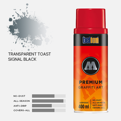 MOLOTOW Premium Spray Paint 400ml 249 Transparent TOAST Signal Black