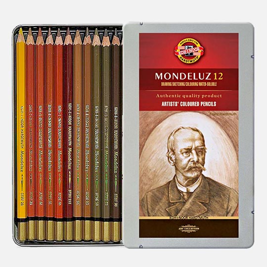 KOH-I-NOOR Mondeluz Watercolor Pencil Brown Tones Set x 12