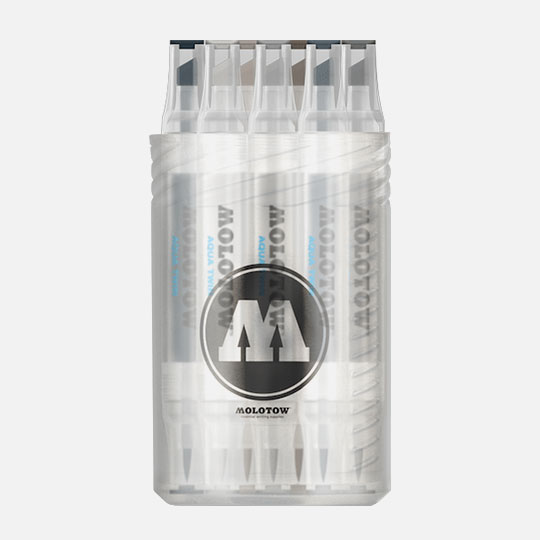 MOLOTOW Aqua Twin Marker Grey Set x 12