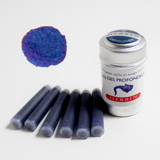 JACQUES HERBIN Fountain Pen Ink Cartridge x 6 Bleu Des Profondeurs (Navy Blue)