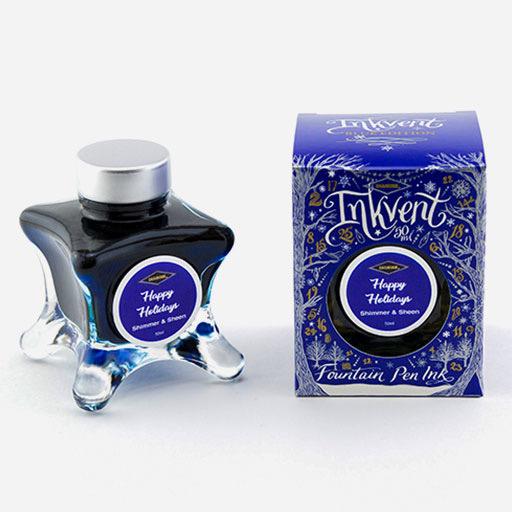 DIAMINE Inkvent Blue Shimmer Fountain Pen Ink 50ml Happy Holidays
