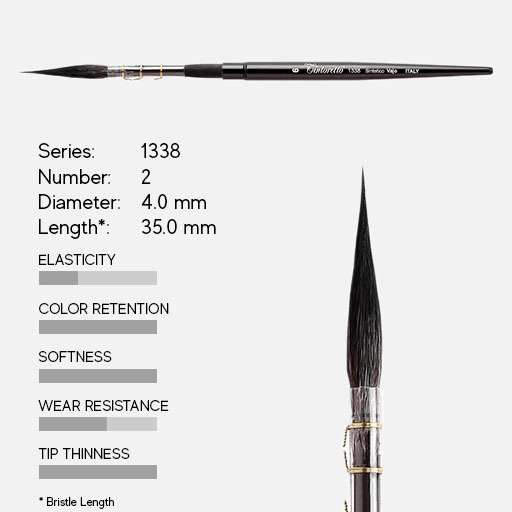 TINTORETTO 1338 Synthetic Kazan Squirrel Long Round Brush 2