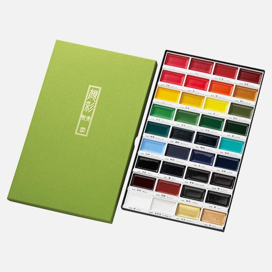 KURETAKE Gansai Tambi Japanese Watercolor Pan Set x 36