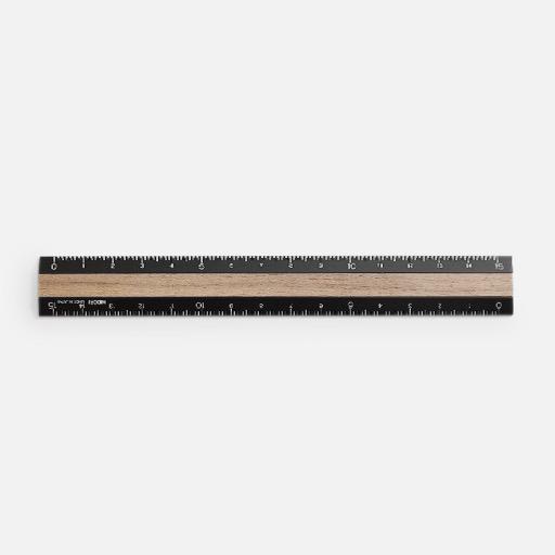 MIDORI Aluminium Wooden Ruler 15cm Brown