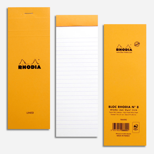 RHODIA Basics Notepad 80gsm Lined 7.4cm x 21cm x 80 Orange