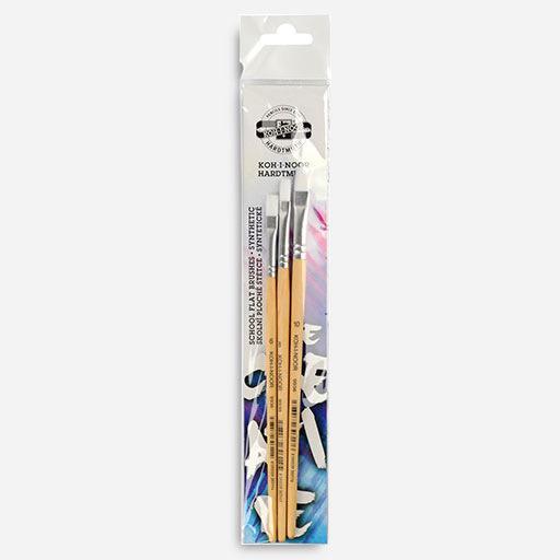 KOH-I-NOOR White Taklon Flat Brush Set x 3