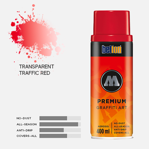 MOLOTOW Premium Spray Paint 400ml 239 Transparent Traffic Red