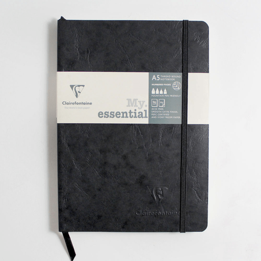 CLAIREFONTAINE Age Bag Thread Bound Grid Bullet Journal 90gsm A5 x 96 Black