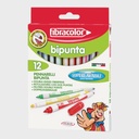 FIBRACOLOR Bipunta Washable Double-Ended Fibre Pen Set x 12