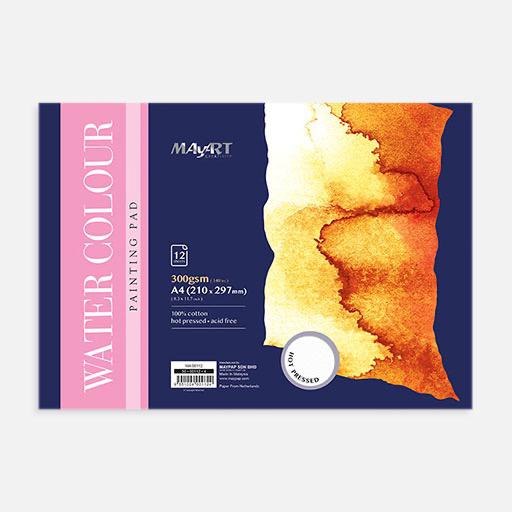 MAYART Watercolor Paper Pad 100% Cotton 300gsm Hot Press A4 x 12