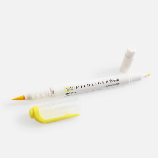 ZEBRA Mildliner Brush Marker Fluorescent Mild Lemon Yellow