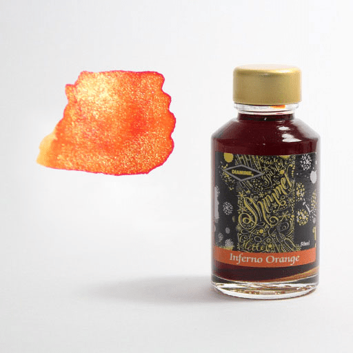 DIAMINE Shimmering Fountain Pen Ink 50ml Inferno Orange