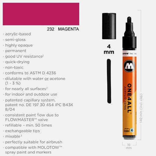 MOLOTOW One4All Acrylic Marker 4mm 232 Magenta