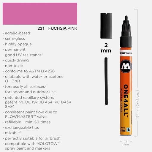 MOLOTOW One4All Acrylic Marker 2mm 231 Fuchsia Pink