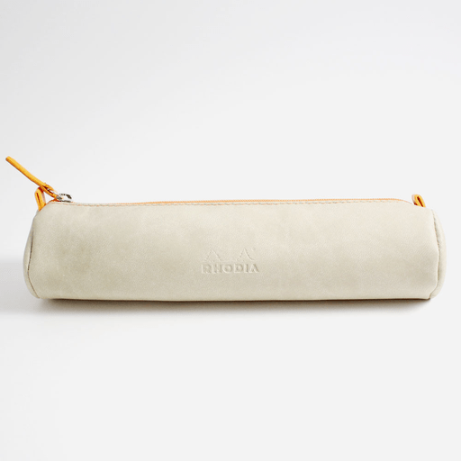 RHODIA Leather Round Pen Case Beige