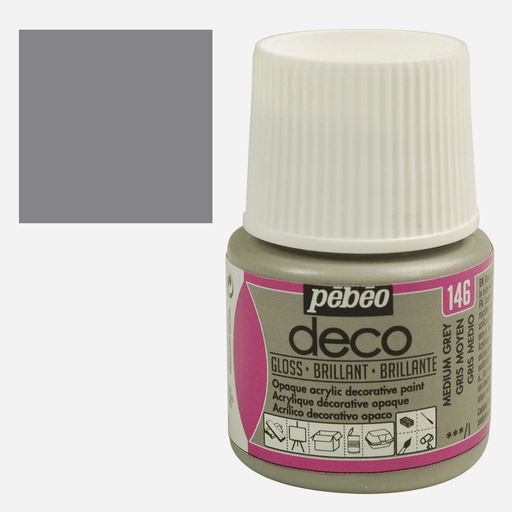 PEBEO Deco Gloss Acrylic Paint 45ml Medium Grey