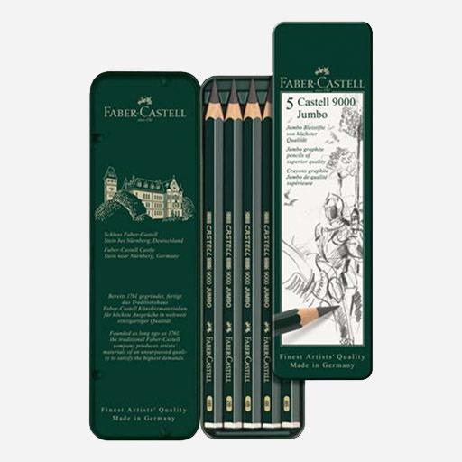 FABER-CASTELL Castell 9000 Jumbo Graphite Pencil Set x 5 (HB-8B)