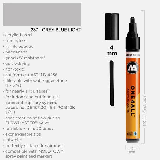 MOLOTOW One4All Acrylic Marker 4mm 237 Grey Blue Light