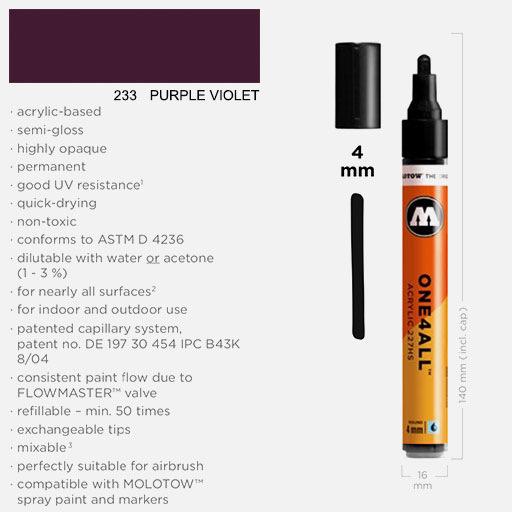 MOLOTOW One4All Acrylic Marker 4mm 233 Purple Violet