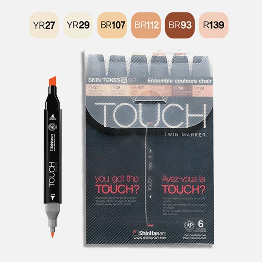 SHINHAN Touch Twin Marker Skin Tones B Set x 6