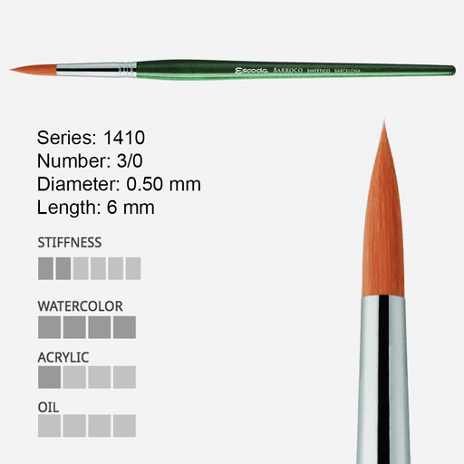 ESCODA Barroco Gold Toray Round Brush 3/0