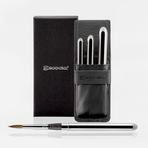 ESCODA Optimo Kolinsky Travel Brush Leather Case Set x 3