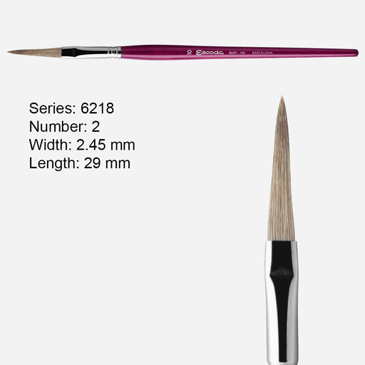 ESCODA Bravo Filleting & Lettering Ox Long Filbert Brush 2